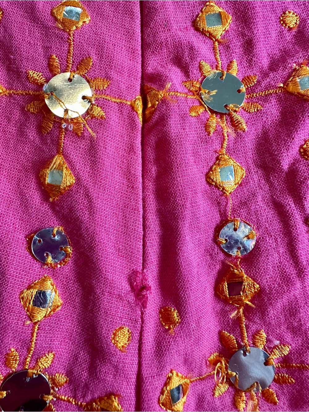 Zara Bright Pink Embellished Women’s Shorts with Silver Mirror Accents - Picture 7 of 8